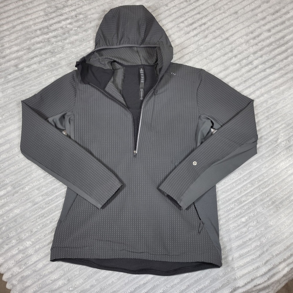 Lululemon Cold Terrain Hoodie Mens Medium Gray 3/4 Zip Stretch Water Repellent M